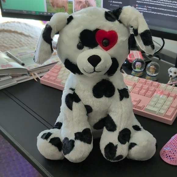 Heartfelt Plush Dog Toy - Black and White - Picture 1 of 1
